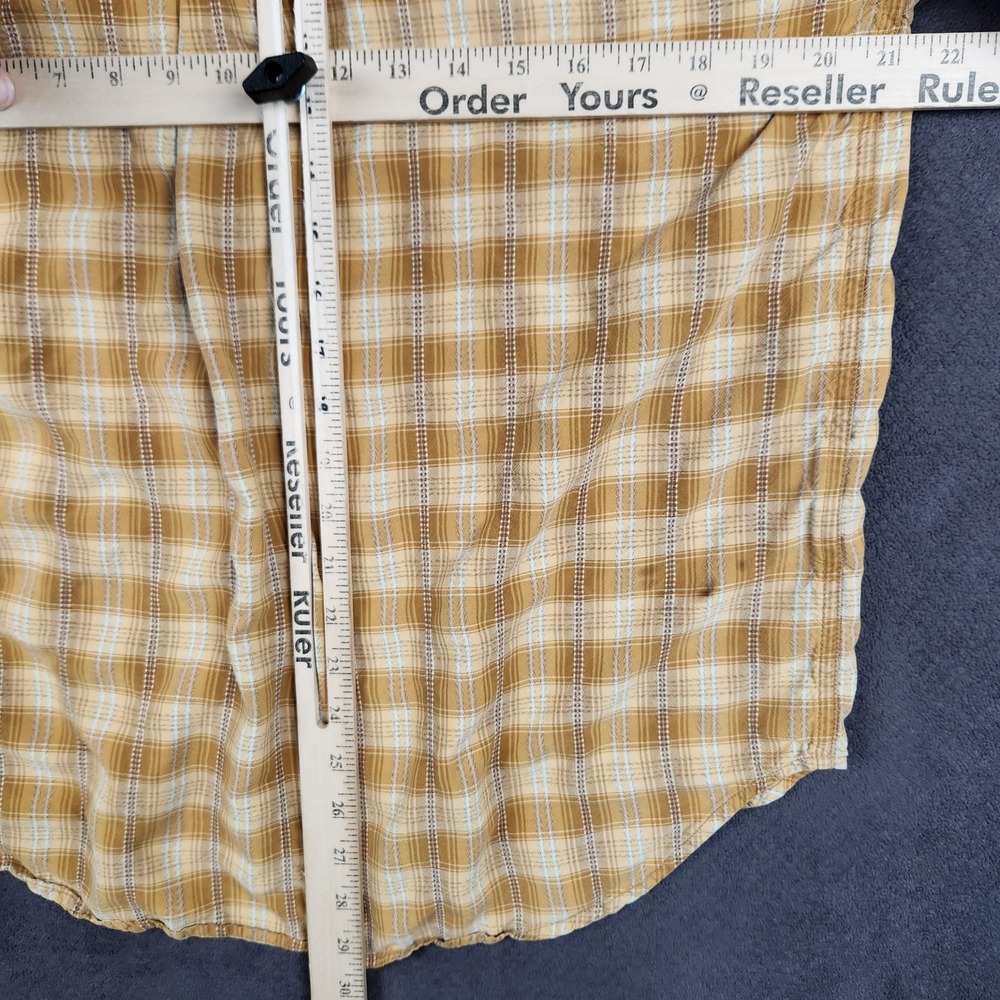 Tommy Bahama Silk Shirt Mens Medium Mustard Yellow Plaid Long Sleeve Button Up - Picture 8 of 10